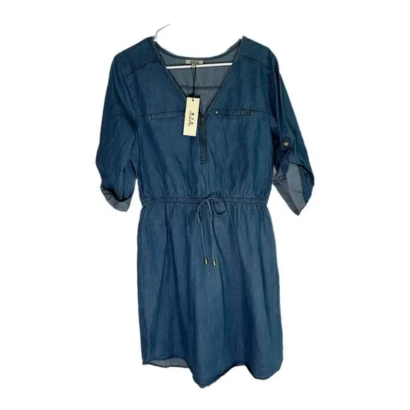 MPH Collection Blue Jean Mini Dress, Large - Picture 2 of 7